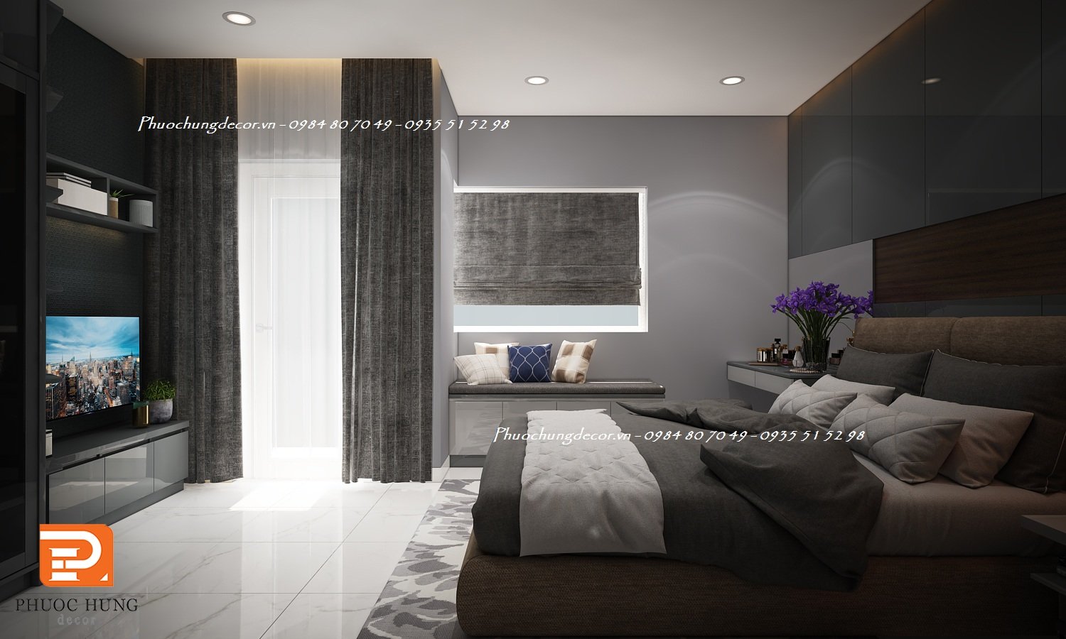 Mẫu 14: Thiết kế nội thất phòng ngủ phong cách hiện đại