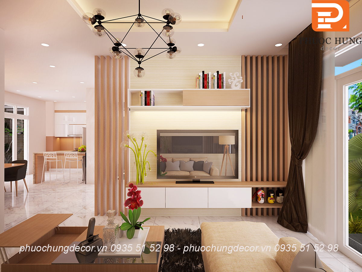 Thiết kế nội thất phòng khách nhà phố phong cách luxury