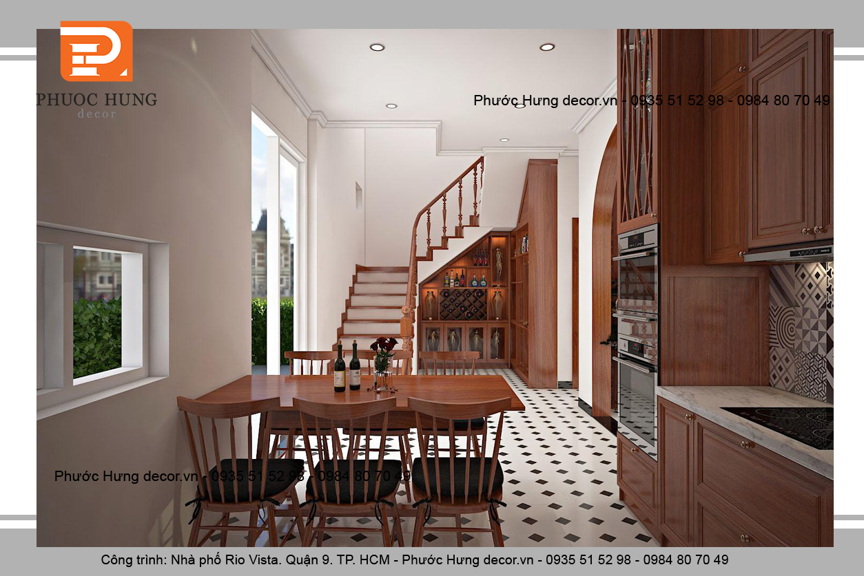 Thiết kế nội thất phòng bếp phong cách Đông Dương
