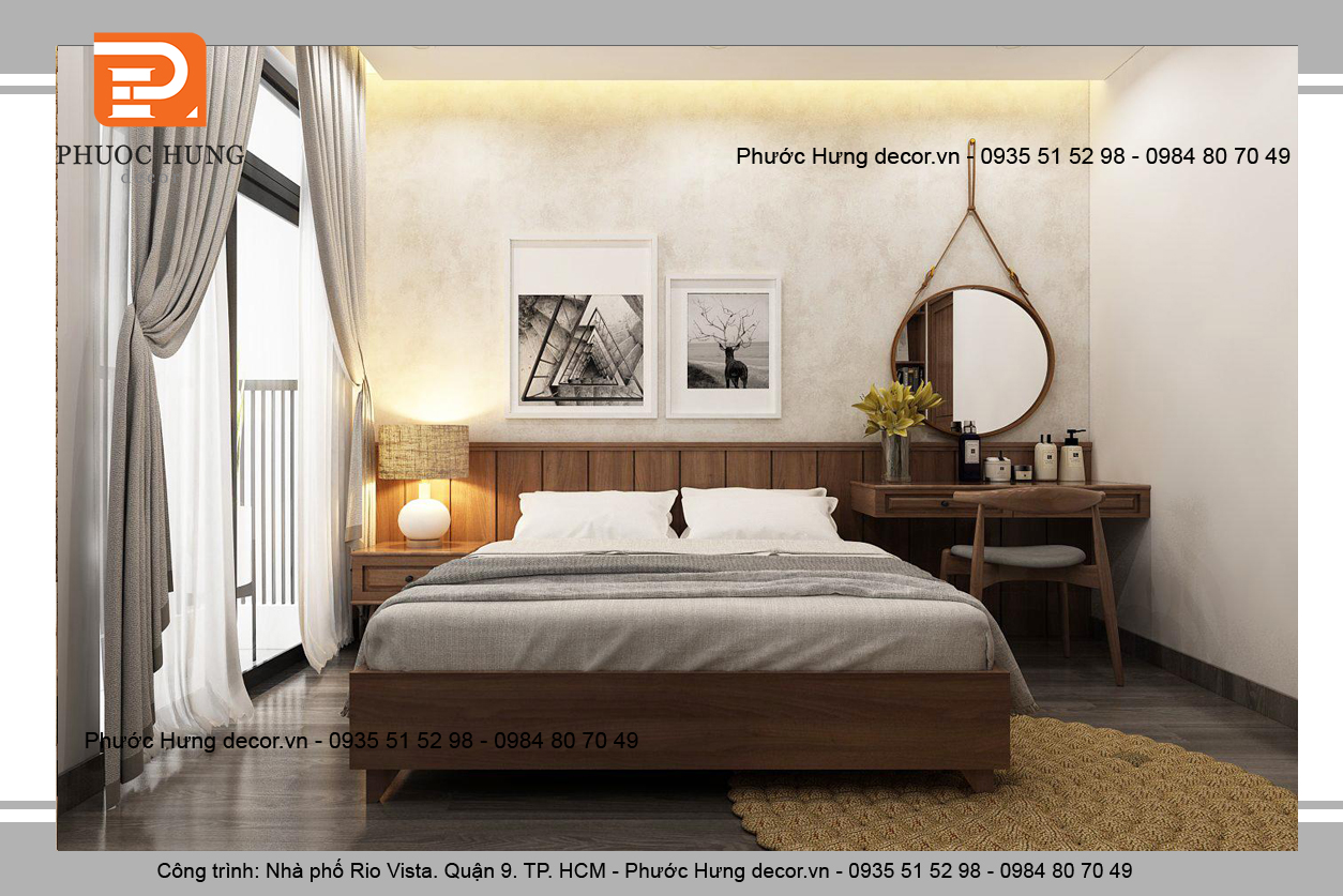 Thiết kế nội thất phòng ngủ phong cách Đông Dương