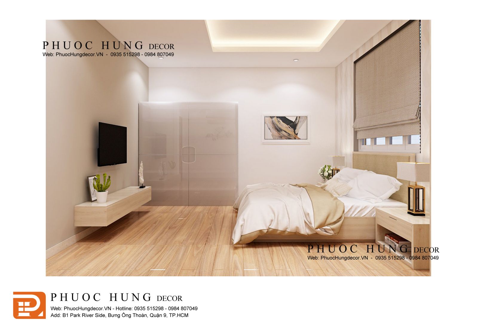 Thiết kế nội thất phòng ngủ biệt thự phong cách hiện đại