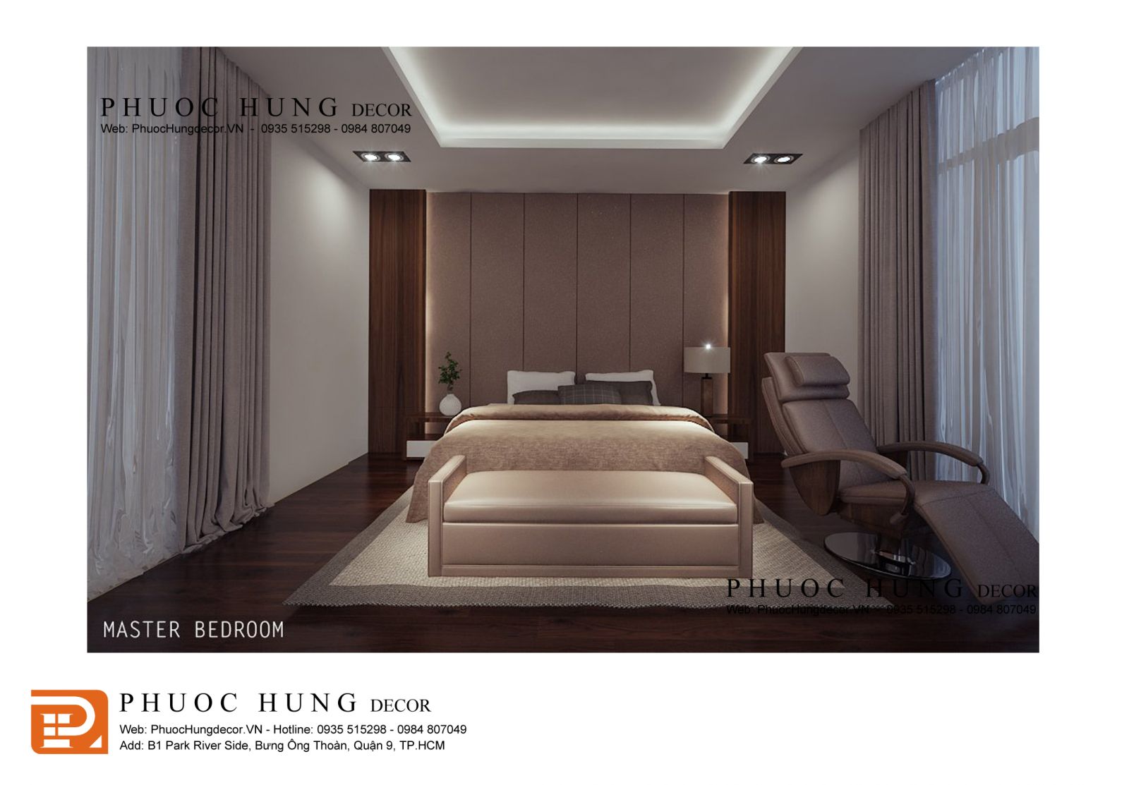 Thiết kế nội thất phòng ngủ biệt thự phong cách Luxury