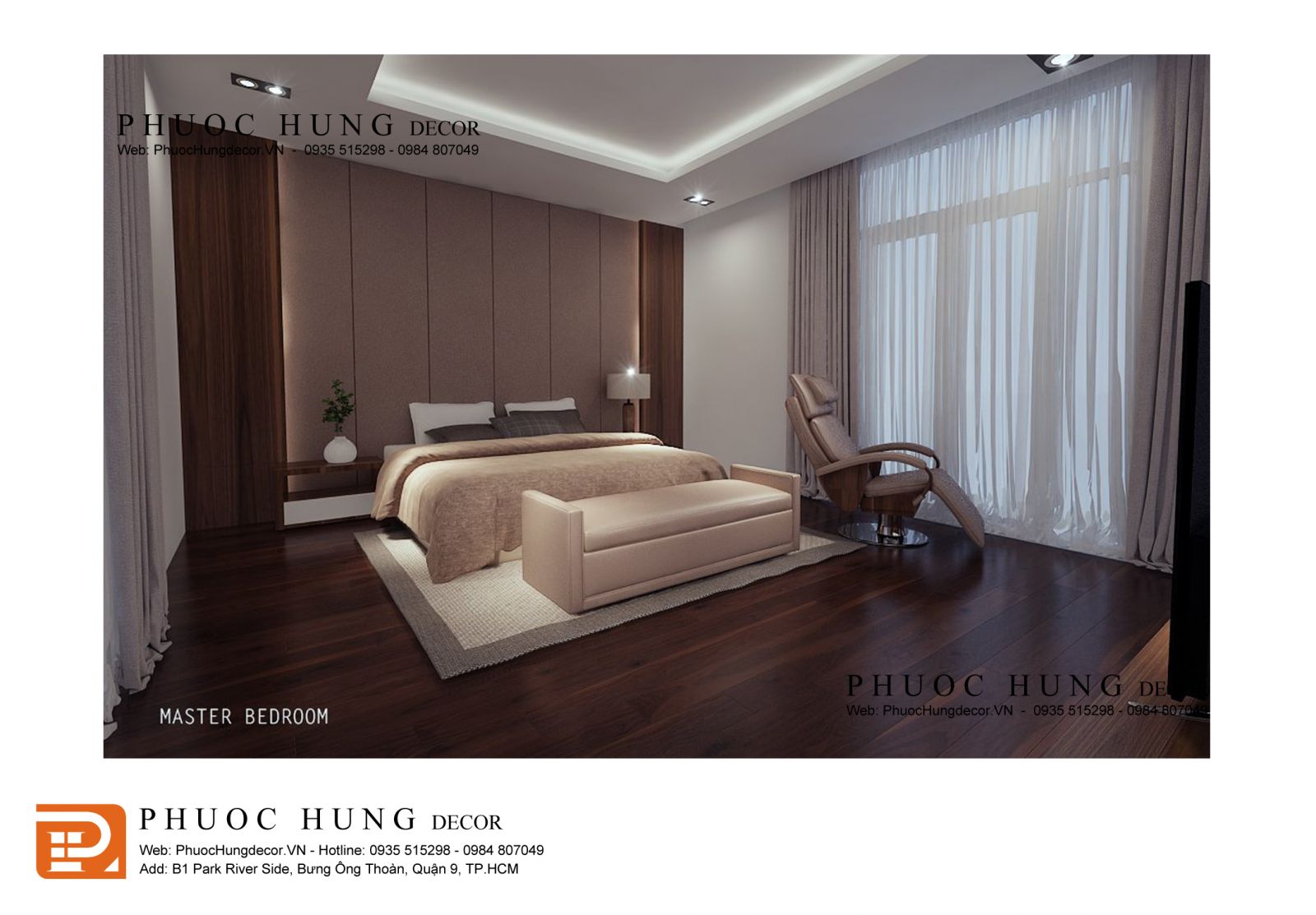 Thiết kế nội thất phòng ngủ biệt thự phong cách Luxury