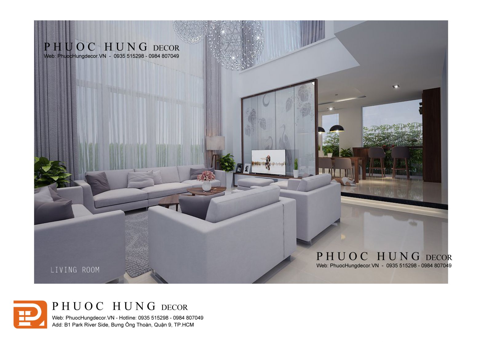 Thiết kế nội thất phòng khách biệt thự phong cách Luxury