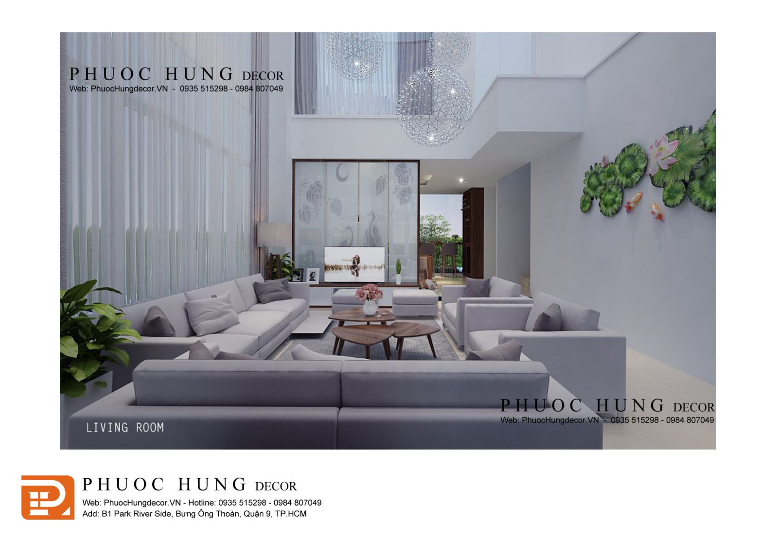 Thiết kế nội thất phòng khách biệt thự phong cách Luxury